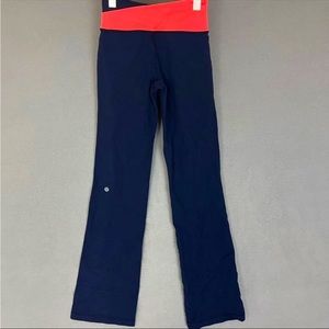 Lululemon Flare Yoga Pants Leggings Navy Fluorescent Neon Orange Pants - Size 6